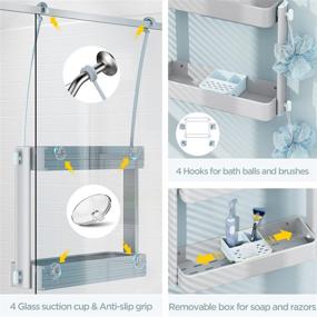 img 1 attached to 🚿 Stable and Adjustable Hanging Shower Caddy Organizer - Rust Proof, No Drilling Required with 4 Suction Cups, Perfect for Bathroom and Kitchen