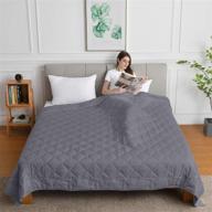 🛌 взвешенное одеяло jollyvogue для кровати queen или king size - охлаждающее, взвешенное одеяло для взрослых из 100% мягкого хлопка и стеклянных бусин - 20 фунтов, 80''x 87'' темно-серое логотип