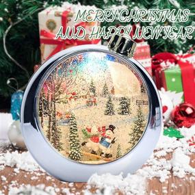 img 1 attached to 🎅 Mesmerizing Christmas Snow Globe Lantern: Semi-Round Silver Tablepiece with Swirling Glitter, Musical Snow Globes, and Glittering Christmas Snowglobe Decoration – Battery and USB Operated