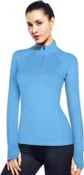 women's 1/4 zip long sleeve workout tops for running - pullover with quarter zip logo