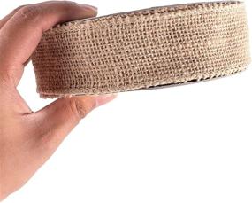 img 1 attached to 🎨 Super Z Outlet 10 Yard Burlap Natural Color Fabric Ribbon Roll - Perfect for Arts & Crafts, DIY Projects, and Event Decorations (1.5" Inch)