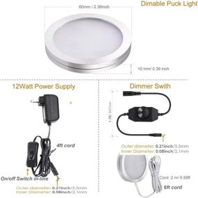 img 1 attached to Set of 4 Dimmable Under Cabinet Puck Lights - Cefrank LED Deluxe Kit with Rotary Dimmer Switch - 8W 680LM - White 6000K for Kitchen