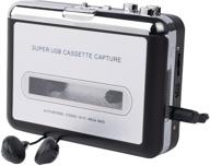 📼 silver portable cassette tape player usb convertor - captures mp3 audio music, compatible with laptops and personal computers logo