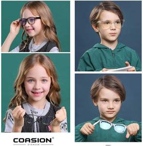 img 1 attached to COASION Kids Blue Light Blocking Glasses - Flexible TPEE Rubber Frames for Children Age 3-9, Soft Computer Eyeglasses for Improved Eye Health