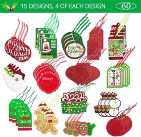 img 3 attached to 🎁 60 Count Christmas Gift Tags with Untied String: Assorted Glitter, Foil, and Printed Designs for DIY Xmas Wrapping and Labeling