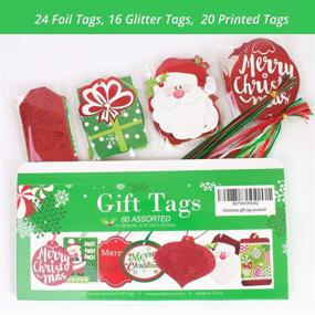 img 2 attached to 🎁 60 Count Christmas Gift Tags with Untied String: Assorted Glitter, Foil, and Printed Designs for DIY Xmas Wrapping and Labeling
