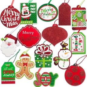 img 4 attached to 🎁 60 Count Christmas Gift Tags with Untied String: Assorted Glitter, Foil, and Printed Designs for DIY Xmas Wrapping and Labeling