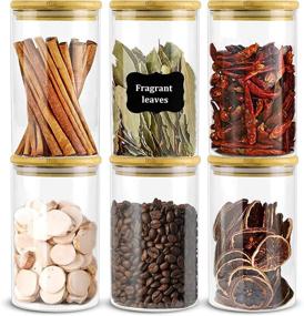 img 4 attached to 🏺 6-Pack Large Glass Jars with Bamboo Lids: Airtight Kitchen Storage Containers for Food, Sugar, Flour, Spice, Tea, and More