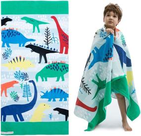img 4 attached to 🦖 Dinosaur Themed Oversized Kids Towel | Soft and Absorbent Swim Cover-up for Boys and Girls | Ideal for Bath, Pool, Beach | 30"x60" Cotton
