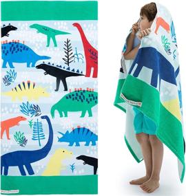 img 3 attached to 🦖 Dinosaur Themed Oversized Kids Towel | Soft and Absorbent Swim Cover-up for Boys and Girls | Ideal for Bath, Pool, Beach | 30"x60" Cotton