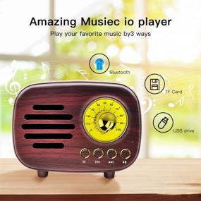 img 1 attached to Wood Grain Retro Bluetooth Speaker with Powerful Bass, Enhanced Volume, Bluetooth 5.0 Connectivity, TF Card, USB, MP3 Player