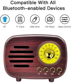 img 3 attached to Bluetooth-колонка в ретро-стиле с древесным узором, мощным басом, увеличенной громкостью, подключением Bluetooth 5.0, слотом для TF-карты, USB и MP3-плеером.