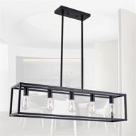 💡 modern industrial pendant lighting shade – xilicon 5-light dining room chandelier for farmhouse kitchen island, kitchen hallway, bar, dining room, and restaurant in stunning black shade логотип