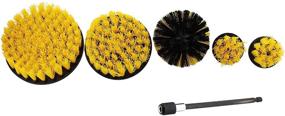 img 2 attached to ABN 1/4in Drive Nylon Scrubber Drill Attachment Cleaning Brush Set 🧽 - 5pcs with 1pc Extension - Yellow Medium Bristle for Effective Cleaning