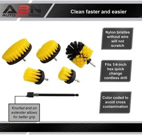 img 1 attached to ABN 1/4in Drive Nylon Scrubber Drill Attachment Cleaning Brush Set 🧽 - 5pcs with 1pc Extension - Yellow Medium Bristle for Effective Cleaning