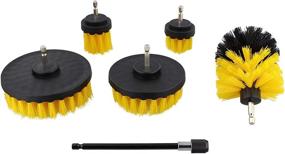 img 3 attached to ABN 1/4in Drive Nylon Scrubber Drill Attachment Cleaning Brush Set 🧽 - 5pcs with 1pc Extension - Yellow Medium Bristle for Effective Cleaning