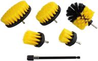 abn 1/4in drive nylon scrubber drill attachment cleaning brush set 🧽 - 5pcs with 1pc extension - yellow medium bristle for effective cleaning logo