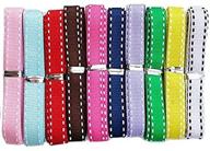 🎀 chenkou craft 20 yards of 3/8" (10mm) grosgrain ribbon with white double edge lines: assorted 10 colors bulk pack, perfect for hair bow clips and crafts logo