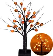 🎃 halloween decorations: lighted birch tree with 24 led pumpkins - perfect indoor table centerpieces for hallowmas home parties (batteries not included) логотип