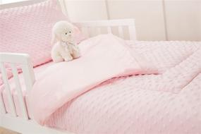 img 1 attached to 🛌 Ultra-Comfortable Minky Dot Chenille Toddler Bedding Set in Pink - 4 Piece Set, Ideal for Boys and Girls