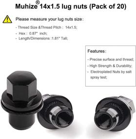 img 2 attached to 🔧 Muhize M14x1.5 Black Wheel Lug Nuts with Washer, 1.81" Tall, Mag Seat Style, Closed End, 0.87" Hex, 20pcs - Compatible with Land Rover LR & Range Rover