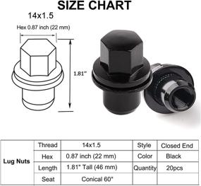 img 3 attached to 🔧 Muhize M14x1.5 Black Wheel Lug Nuts with Washer, 1.81" Tall, Mag Seat Style, Closed End, 0.87" Hex, 20pcs - Compatible with Land Rover LR & Range Rover