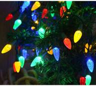 🎄 enhance your christmas decor with windpnn colored led string lights - battery operated, clear green wire, 50 led c3 bulbs, multicolored strawberry shape - perfect for indoor, patio, home garland, and more! logo