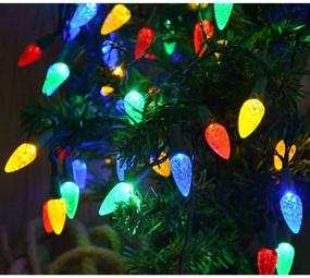 img 4 attached to 🎄 Enhance Your Christmas Decor with Windpnn Colored LED String Lights - Battery Operated, Clear Green Wire, 50 LED C3 Bulbs, Multicolored Strawberry Shape - Perfect for Indoor, Patio, Home Garland, and More!