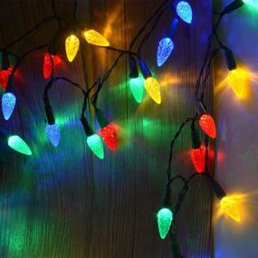 img 3 attached to 🎄 Enhance Your Christmas Decor with Windpnn Colored LED String Lights - Battery Operated, Clear Green Wire, 50 LED C3 Bulbs, Multicolored Strawberry Shape - Perfect for Indoor, Patio, Home Garland, and More!