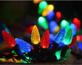 img 2 attached to 🎄 Enhance Your Christmas Decor with Windpnn Colored LED String Lights - Battery Operated, Clear Green Wire, 50 LED C3 Bulbs, Multicolored Strawberry Shape - Perfect for Indoor, Patio, Home Garland, and More!