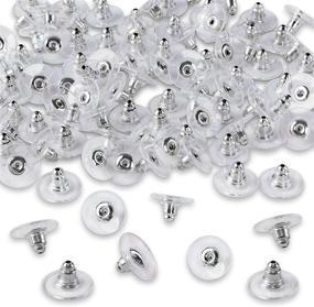 img 4 attached to 100 Pack Clear/Silver Hypoallergenic Plastic 👂 Earring Backs: Comfortable Ear Nut Replacements for Safety