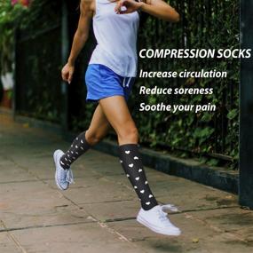 img 3 attached to 🧦 5 Pairs of Compression Knee High Socks for Women & Men - 20-30mmHg Circulation Support