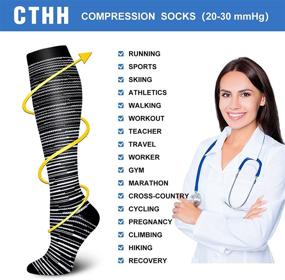 img 1 attached to 🧦 5 Pairs of Compression Knee High Socks for Women & Men - 20-30mmHg Circulation Support