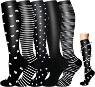 🧦 5 pairs of compression knee high socks for women & men - 20-30mmhg circulation support логотип