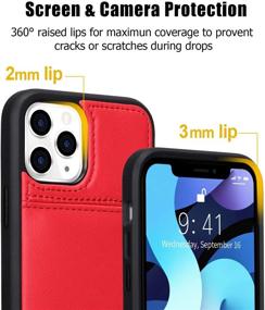 img 3 attached to 📱 Labato iPhone 12/12 Pro Leather Wallet Case with Strap – Stylish and Secure Red Zipper Wallets with Card Holder for 6.1'' iPhone 12/12 Pro 2020