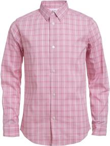 img 4 attached to 👕 Stylish Calvin Klein Button Down Sleeve Patterned Boys' Clothing - Trendy and Comfortable Designs