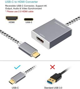 img 2 attached to Адаптер USB C к HDMI 4K@60Гц | Кабель CableCreation из алюминия | Совместим с MacBook Pro, MacBook Air, XPS 13 15, Surface Book 2, Galaxy S10 S9 | Подключение к телевизору, проектору, монитору