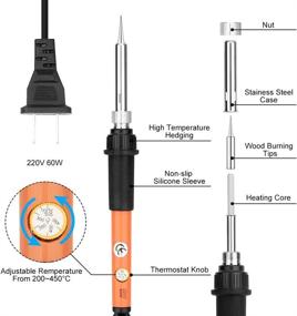 img 2 attached to Versatile Soldering Iron Kit: 60W Adjustable Temperature Wood Burning Pyrography Pen with 50Pcs Accessories - Ideal for Woodwork, Carving, Soldering and Crafting Projects