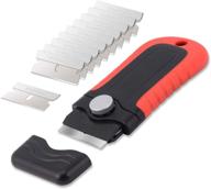 🔪 gomake locking razor blade scraper: the ultimate tool for glass cleaning, paint removal, and sticker remover - includes safety cap and 10 stainless steel blades! логотип