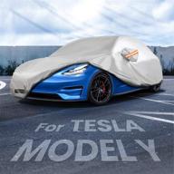 🚗 protect your tesla model y: bougerv all-weather car cover with ventilated mesh & charging port - 2020 2021 model y accessories logo