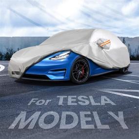 img 4 attached to 🚗 Protect Your Tesla Model Y: BougeRV All-Weather Car Cover with Ventilated Mesh & Charging Port - 2020 2021 Model Y Accessories