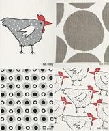 swedish dishcloth grey chickens hens logo