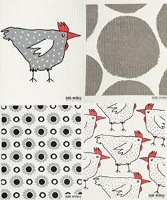 img 2 attached to Swedish Dishcloth GREY Chickens Hens