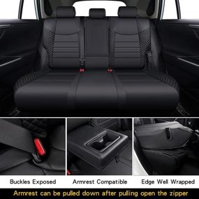 img 2 attached to 🚗 BABYBLU Custom Fit Faux Leather Car Seat Covers for Toyota Rav4 2019-2022 (NonXSE Hybrid), Black