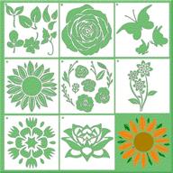 🌸 yinva flower stencil set - 8 pieces of rose, bird, butterflies, sunflower stencils for reusable painting on wood wall and home decoration, includes metal open ring logo