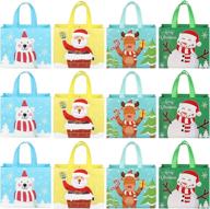 🎁 hemoton 12pcs christmas tote bags: reusable gift wrapping & grocery bags логотип