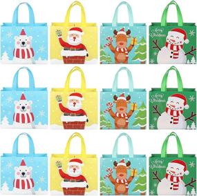 img 4 attached to 🎁 Hemoton 12PCS Christmas Tote Bags: Reusable Gift Wrapping & Grocery Bags