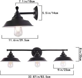 img 2 attached to 🚽 PUUPA 3-Lights Bathroom Vanity Light, Industrial Vintage Farmhouse Rustic Style Wall Sconce Fixture - Black