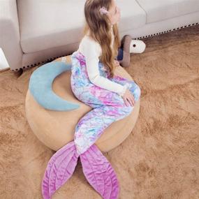 img 2 attached to 🧜 Premium Microfiber Mermaid Blanket: Snuggle in Style with Rainbow Fish Scale Design | All Seasons Sleeping Bag for Little Girls