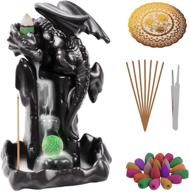 🌿 handcrafted backflow incense burner set: ceramic aromatherapy ornament for home decor with 90 incense cones & 50 incense sticks included логотип